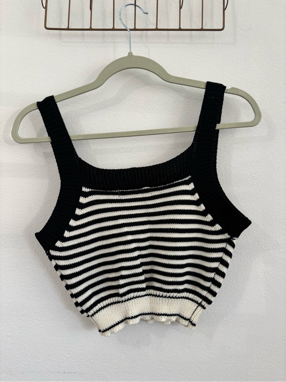 SHEIN Black & White Striped Knit Crop Top